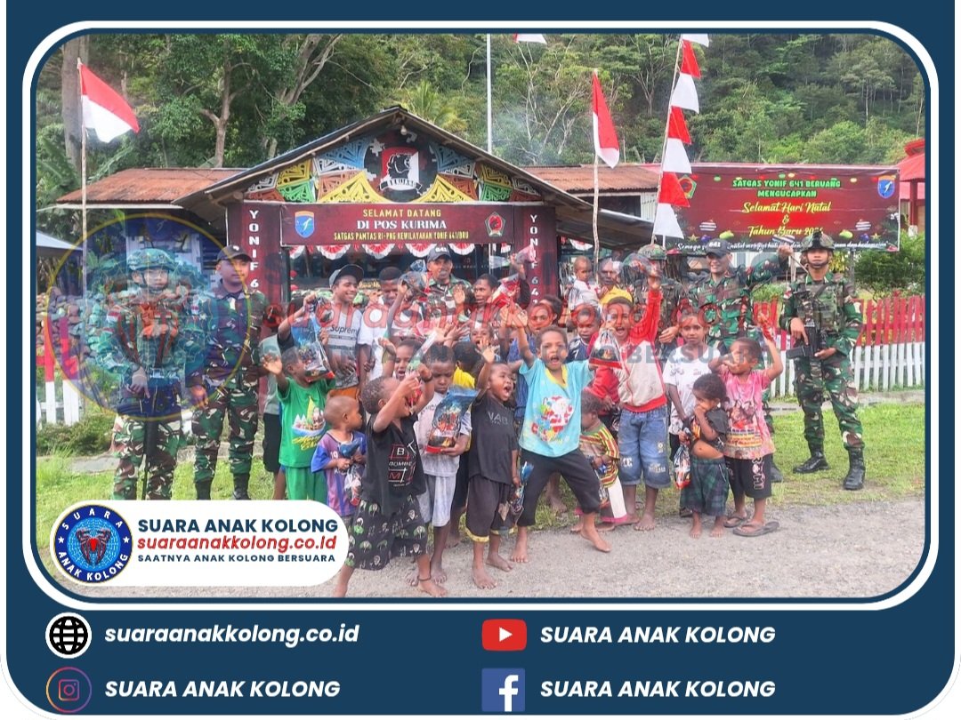 Satgas Pamtas Yonif 641/Bru Berbagi Snack Kepada Anak Anak Kampung Eroma Distrik Kurima