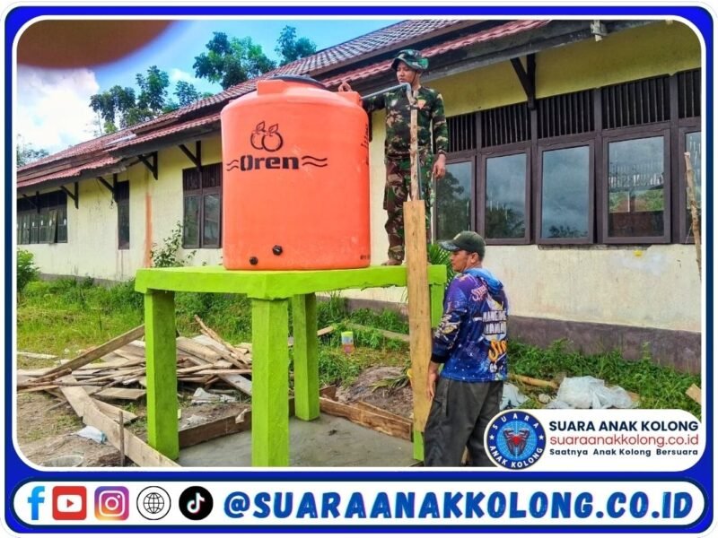 Lengkapi Sarana Air Bersih, Satgas TMMD Imbangan Ke-123 Kodim 1209/Bky Bangun Tandon Air untuk Masyarakat